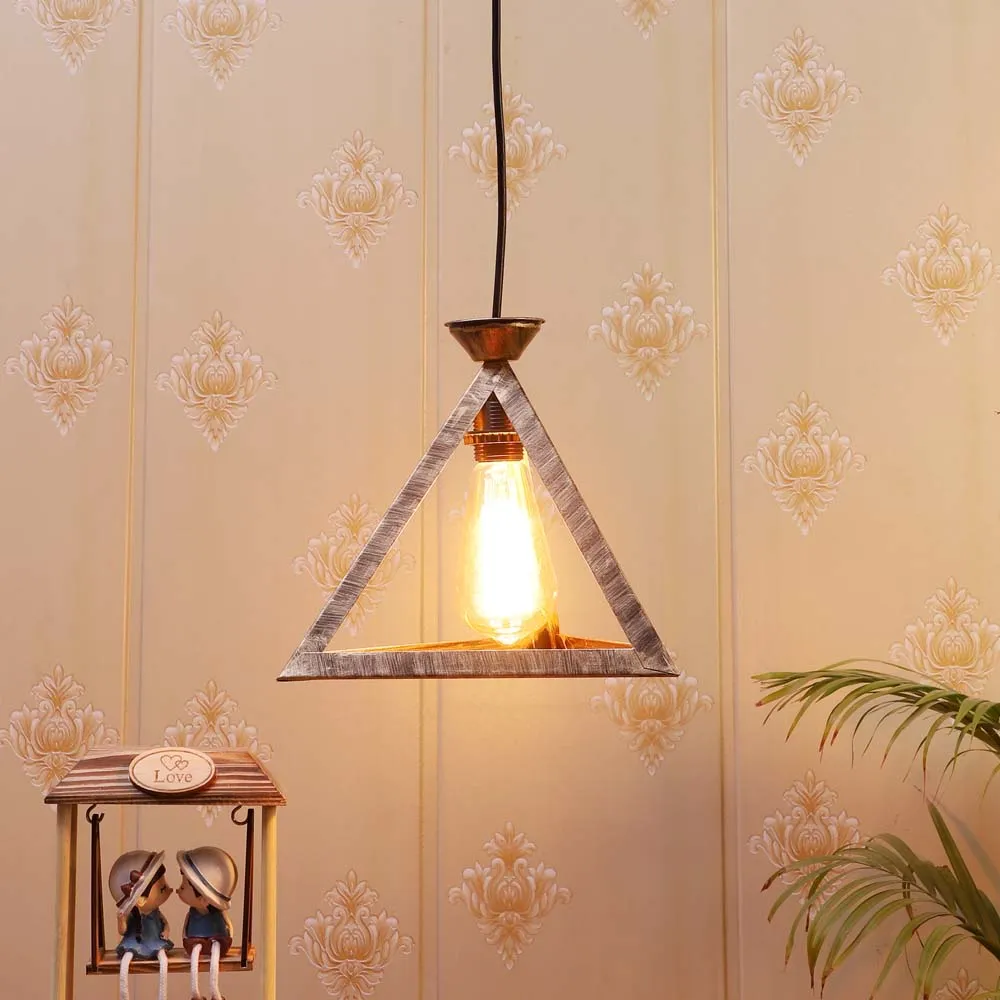 Triangular Wooden Club Single Hanging Light
