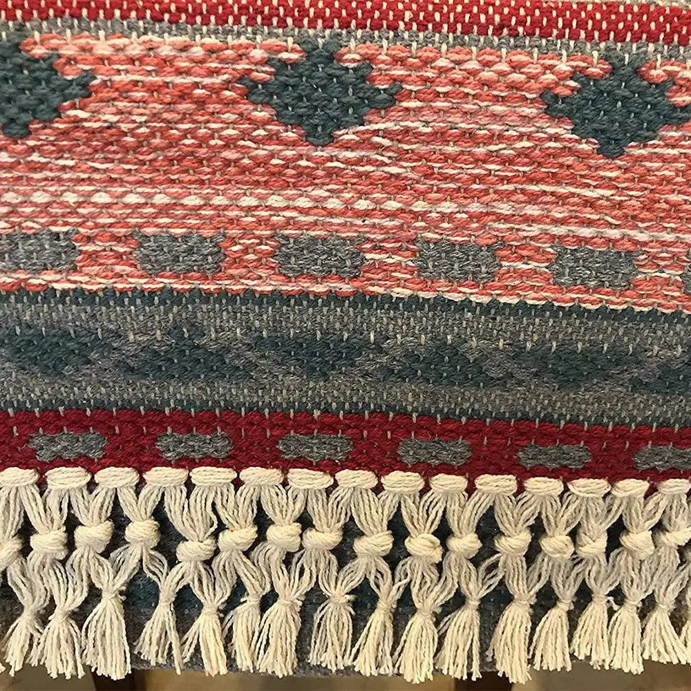 Tribal Designed Pink &amp; Grey Cotton Table Runner