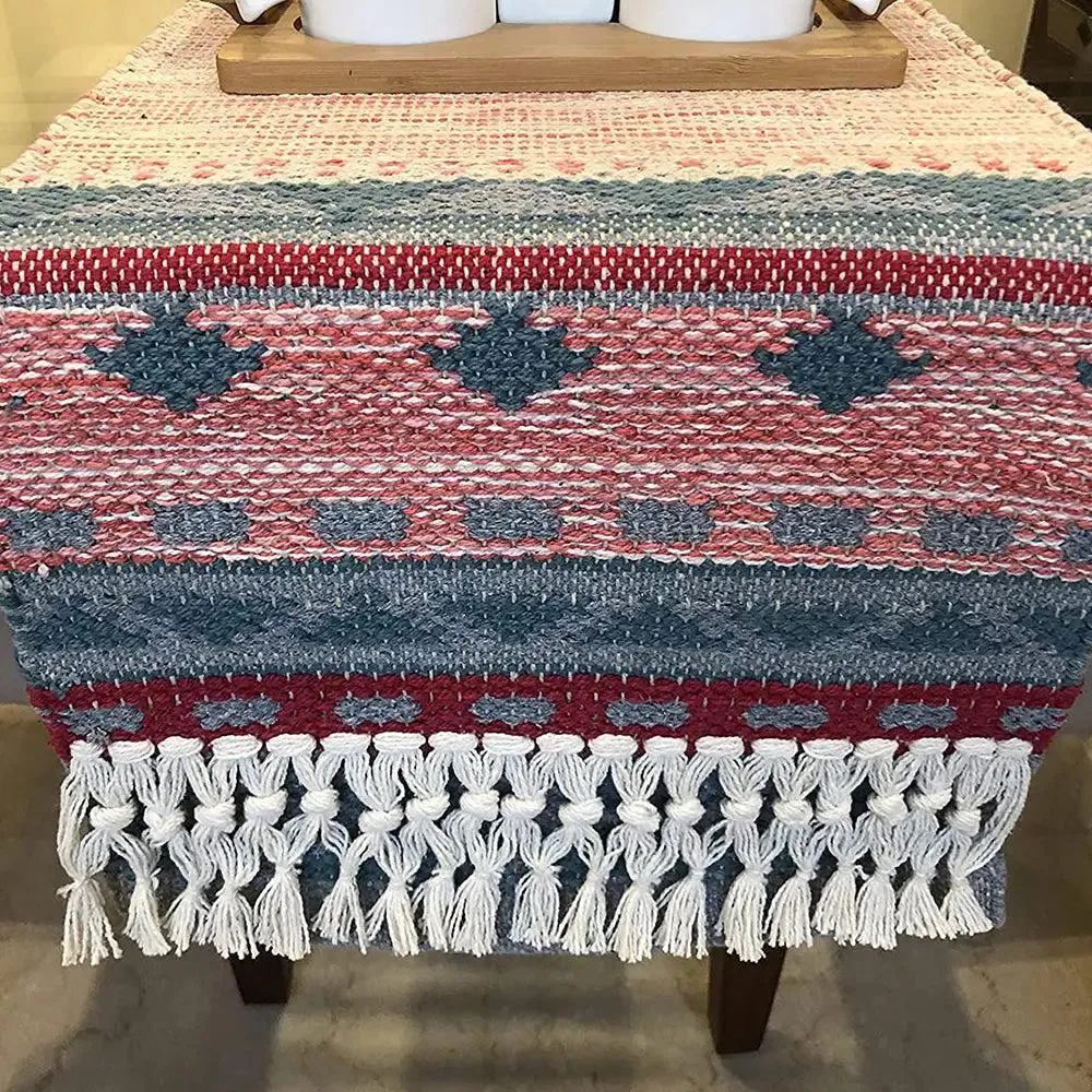 Tribal Designed Pink &amp; Grey Cotton Table Runner