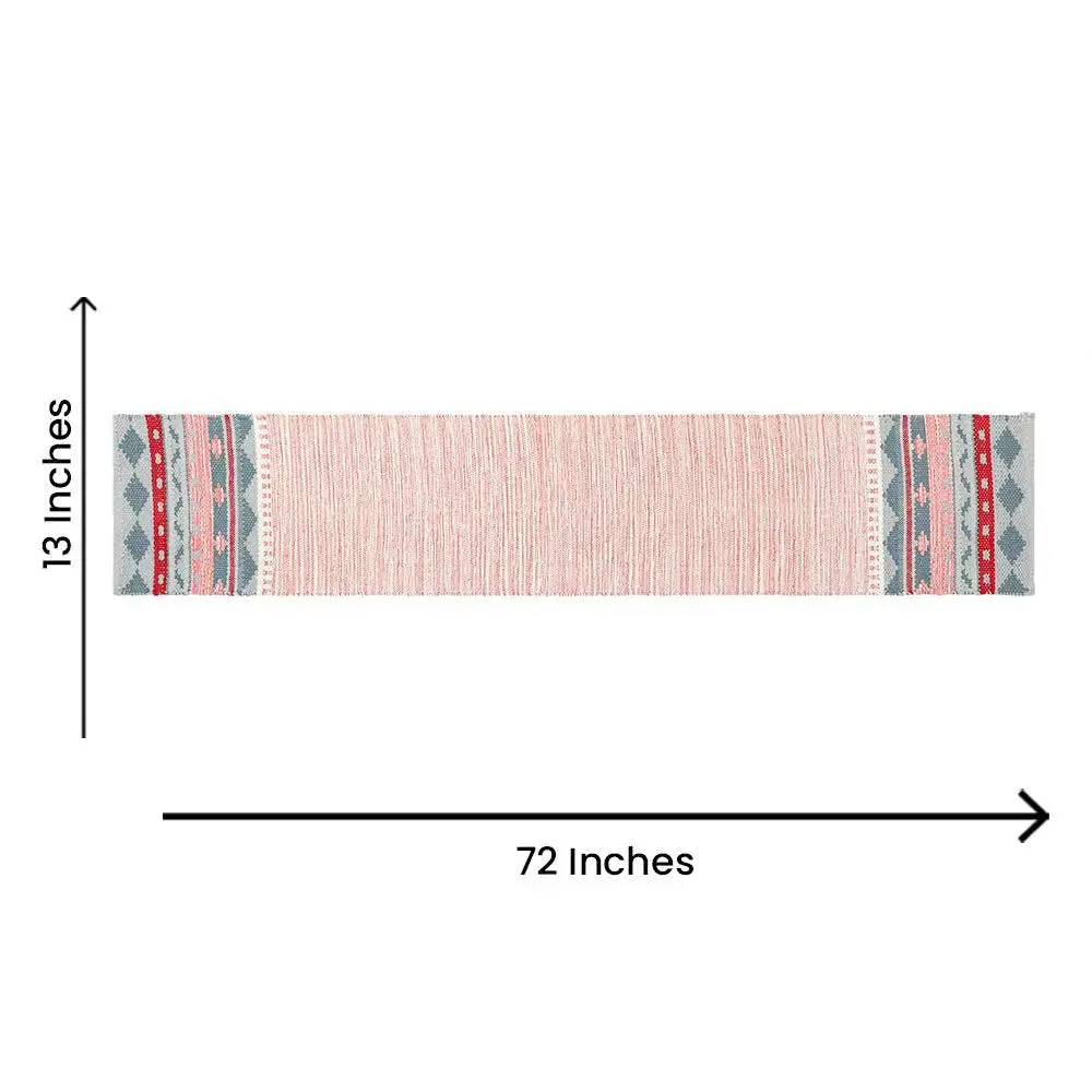 Tribal Designed Pink &amp; Grey Cotton Table Runner