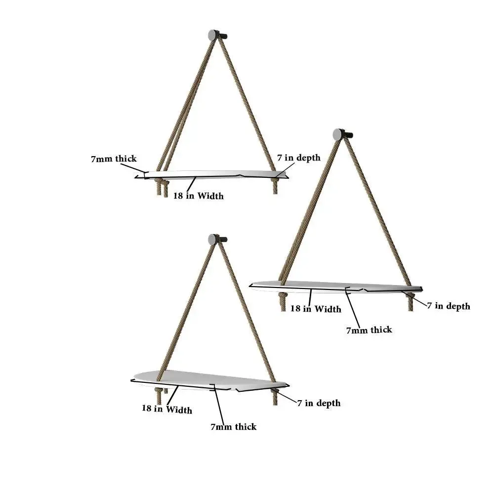 Trilateral Wooden Wall Hanging Planter- Set of 3