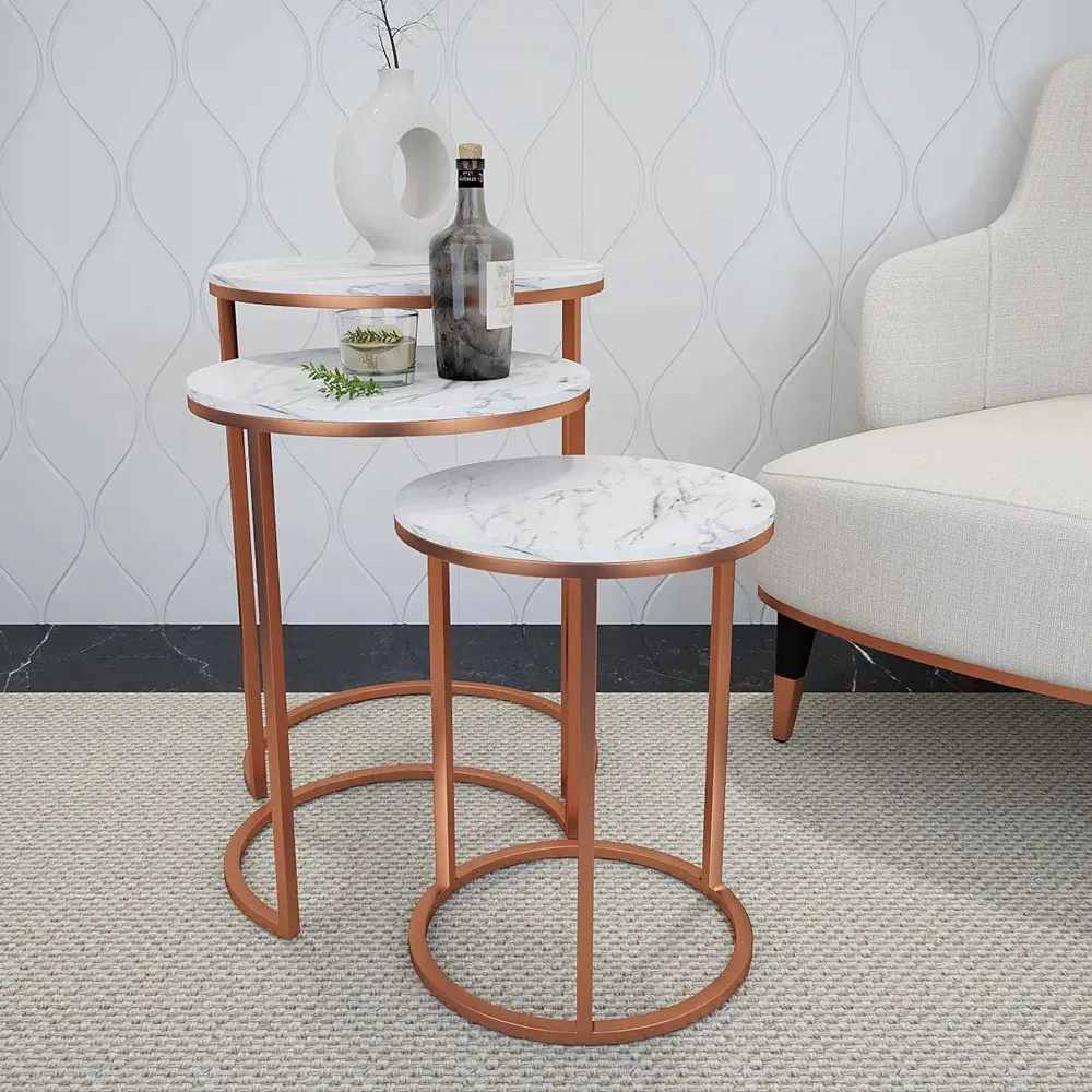 "Trio Copper Nesting Table - Set of 3  "