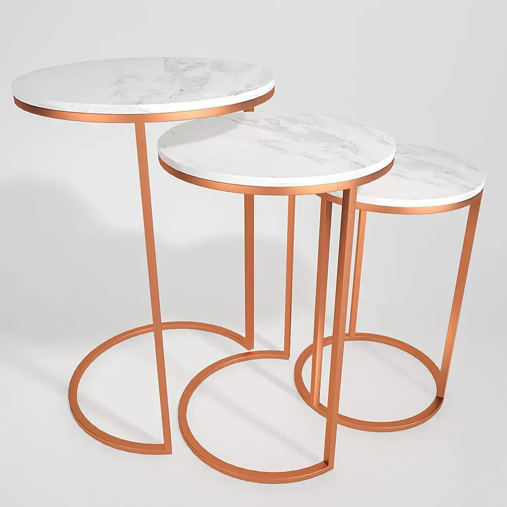 "Trio Copper Nesting Table - Set of 3  "
