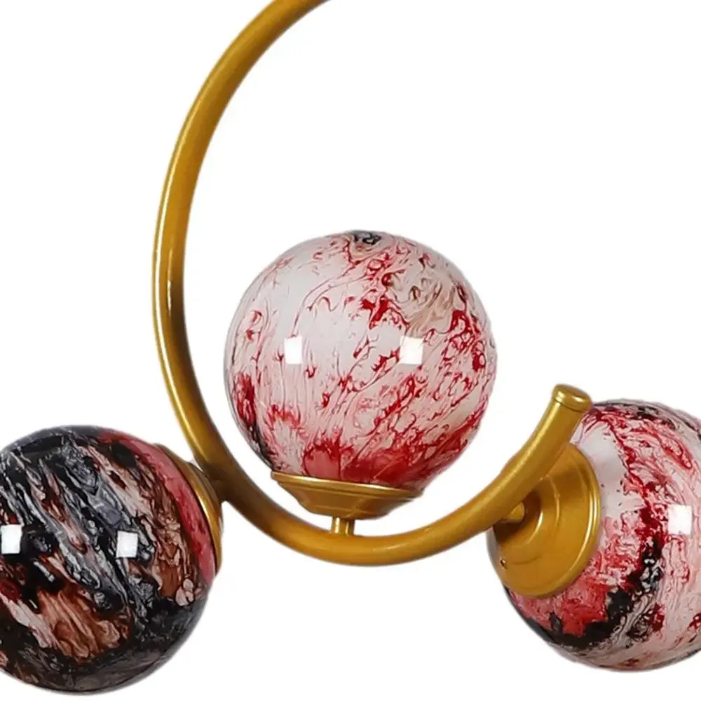 Trio Half Moon Golden Hanging Light In Red Glass