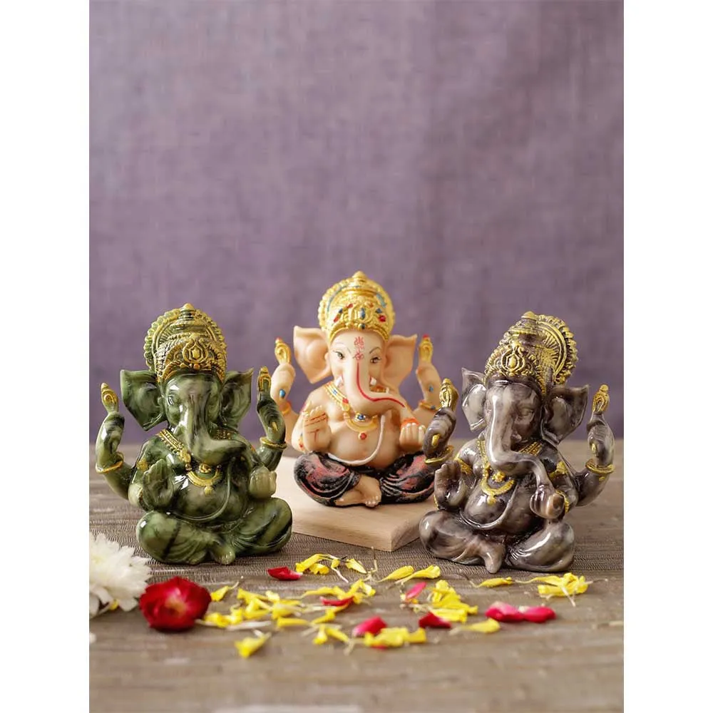 Trio Polyresin Decorative Ganesh Idol Set Of 3