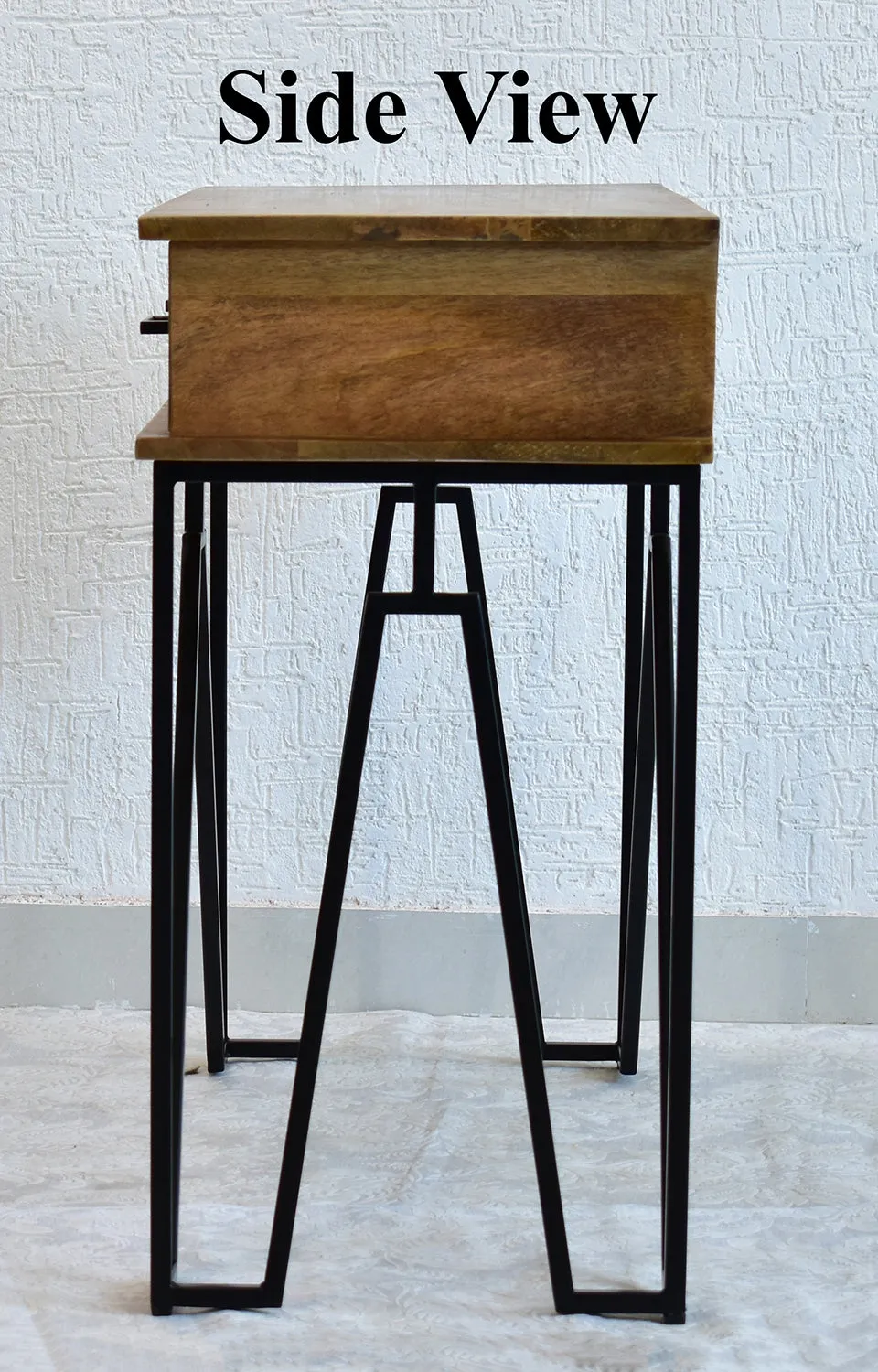 Triple Drawer Solid Wood Black &amp; White Console Table Black