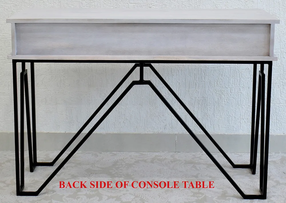 Triple Drawer Solid Wood Black &amp; White Console Table Black