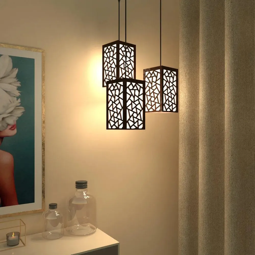 Triple Take Wood Hanging Ceiling / Pendant Light / Modern Lamp