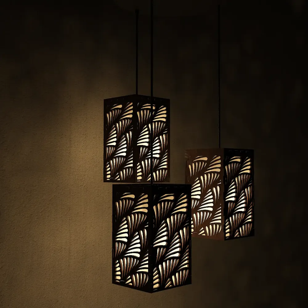 Triple Take Wood Hanging Ceiling / Pendant Light / Modern Lamp