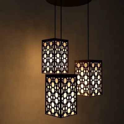 Triple Take Wood Hanging Ceiling / Pendant Light / Modern Lamp