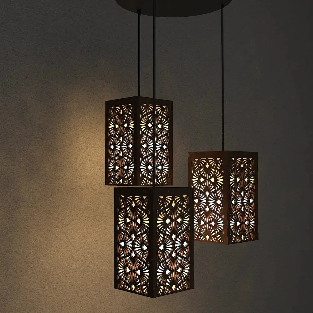 Triple Take Wood Hanging Ceiling / Pendant Light / Modern Lamp