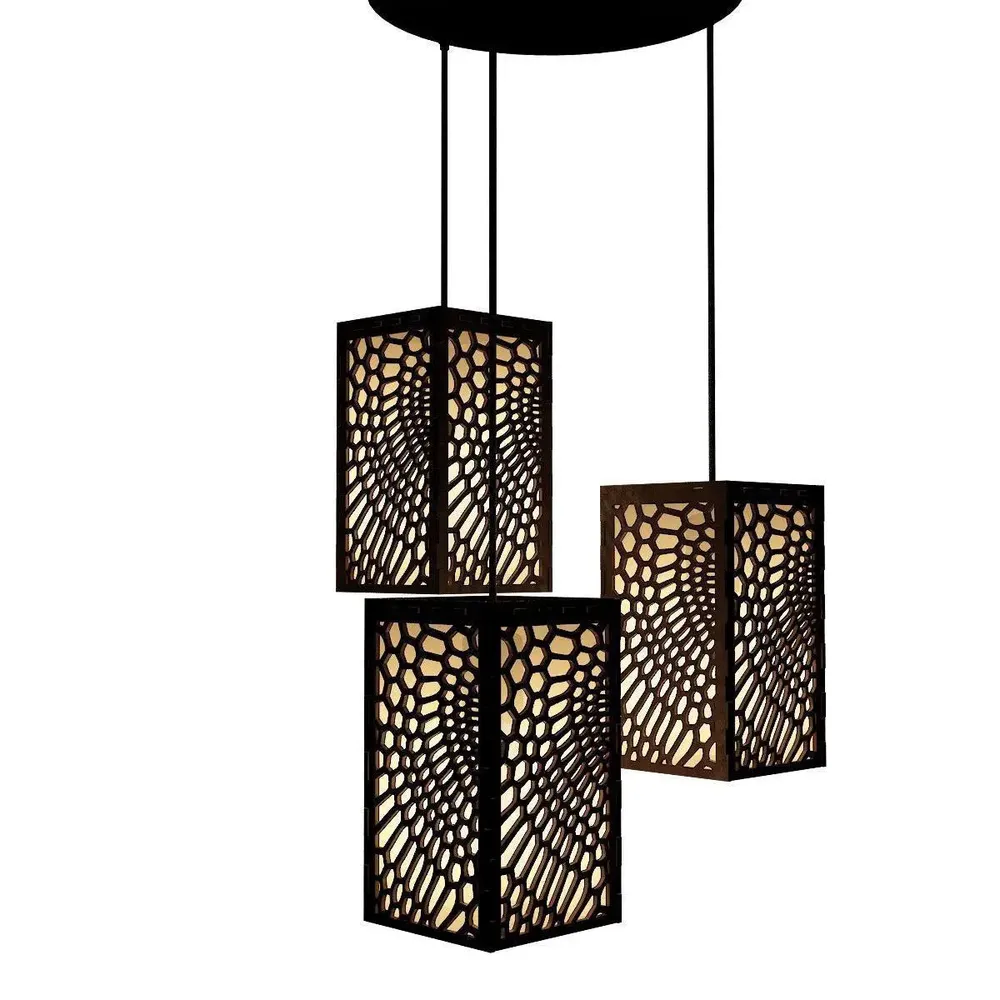 Triple Take Wood Hanging Ceiling / Pendant Light / Modern Lamp
