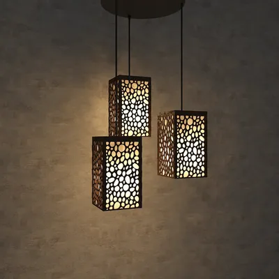 Triple Take Wood Hanging Ceiling / Pendant Light / Modern Lamp