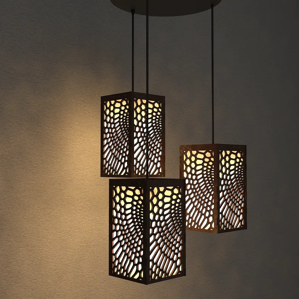 Triple Take Wood Hanging Ceiling / Pendant Light / Modern Lamp