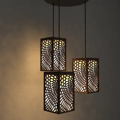 Triple Take Wood Hanging Ceiling / Pendant Light / Modern Lamp