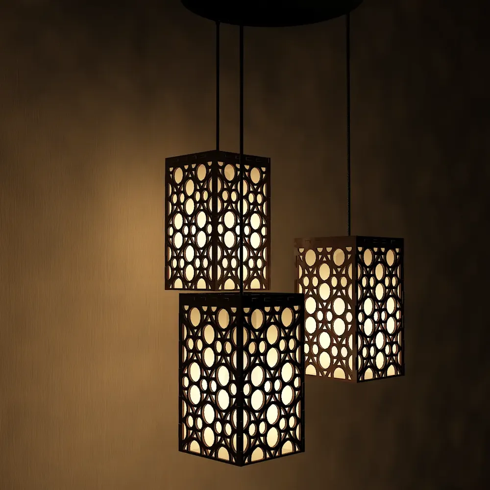 Triple Take Wood Hanging Ceiling / Pendant Light / Modern Lamp