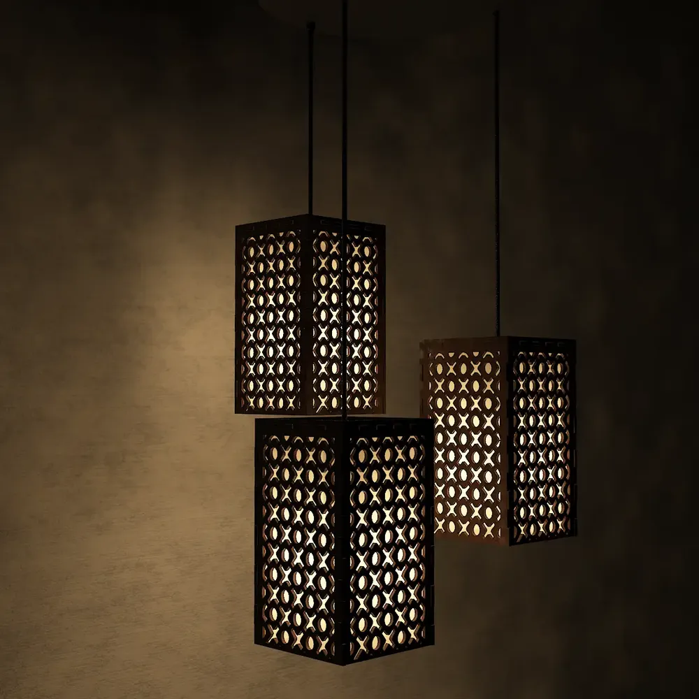 Triple Take Wood Hanging Ceiling / Pendant Light / Modern Lamp