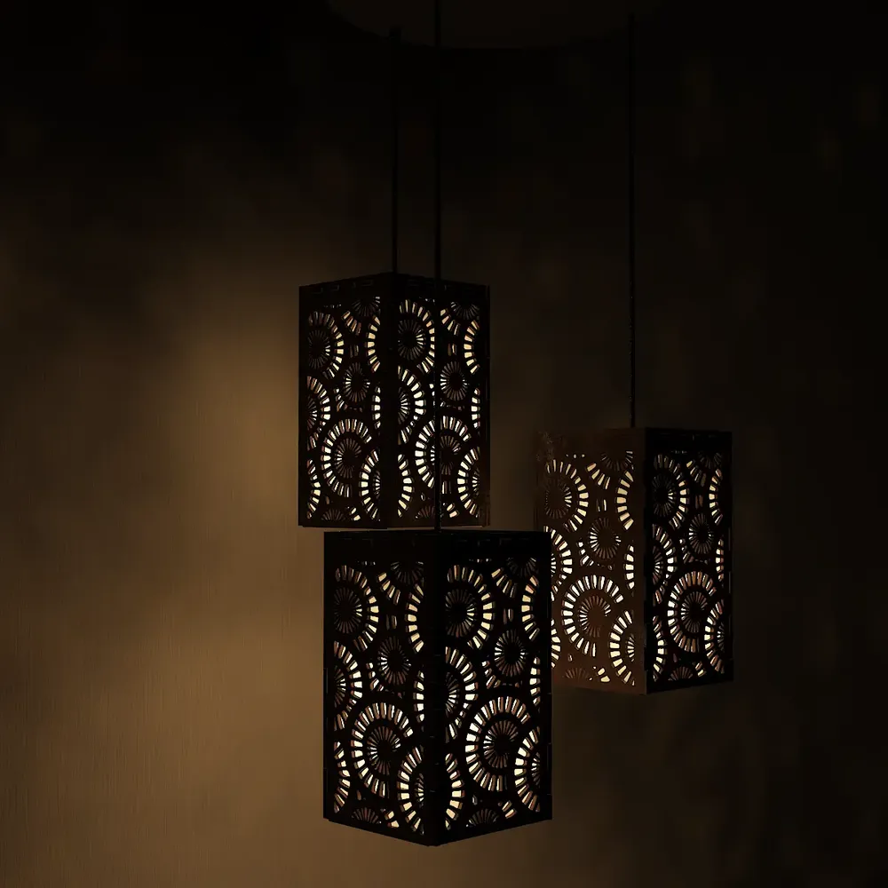 Triple Take Wood Hanging Ceiling / Pendant Light / Modern Lamp