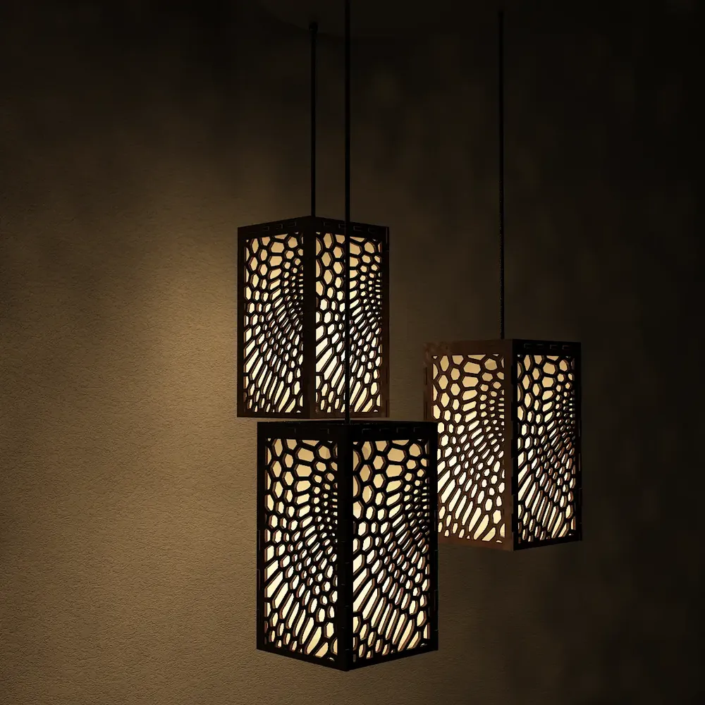 Triple Take Wood Hanging Ceiling / Pendant Light / Modern Lamp