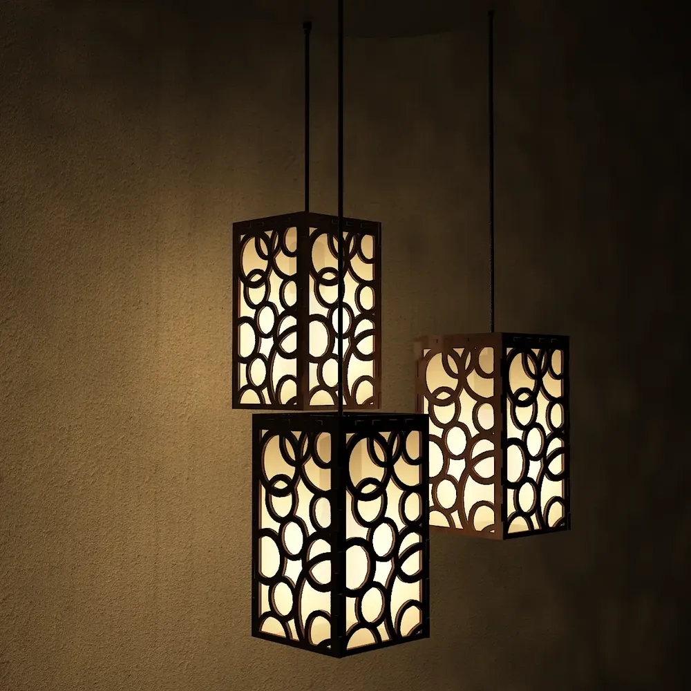 Triple Take Wood Hanging Ceiling / Pendant Light / Modern Lamp