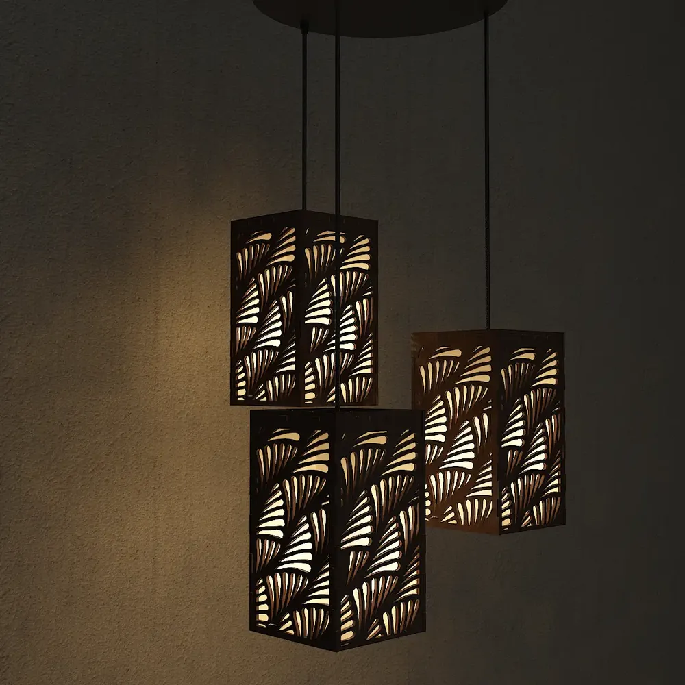 Triple Take Wood Hanging Ceiling / Pendant Light / Modern Lamp