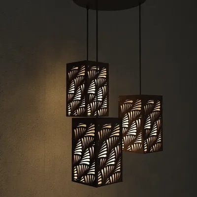 Triple Take Wood Hanging Ceiling / Pendant Light / Modern Lamp