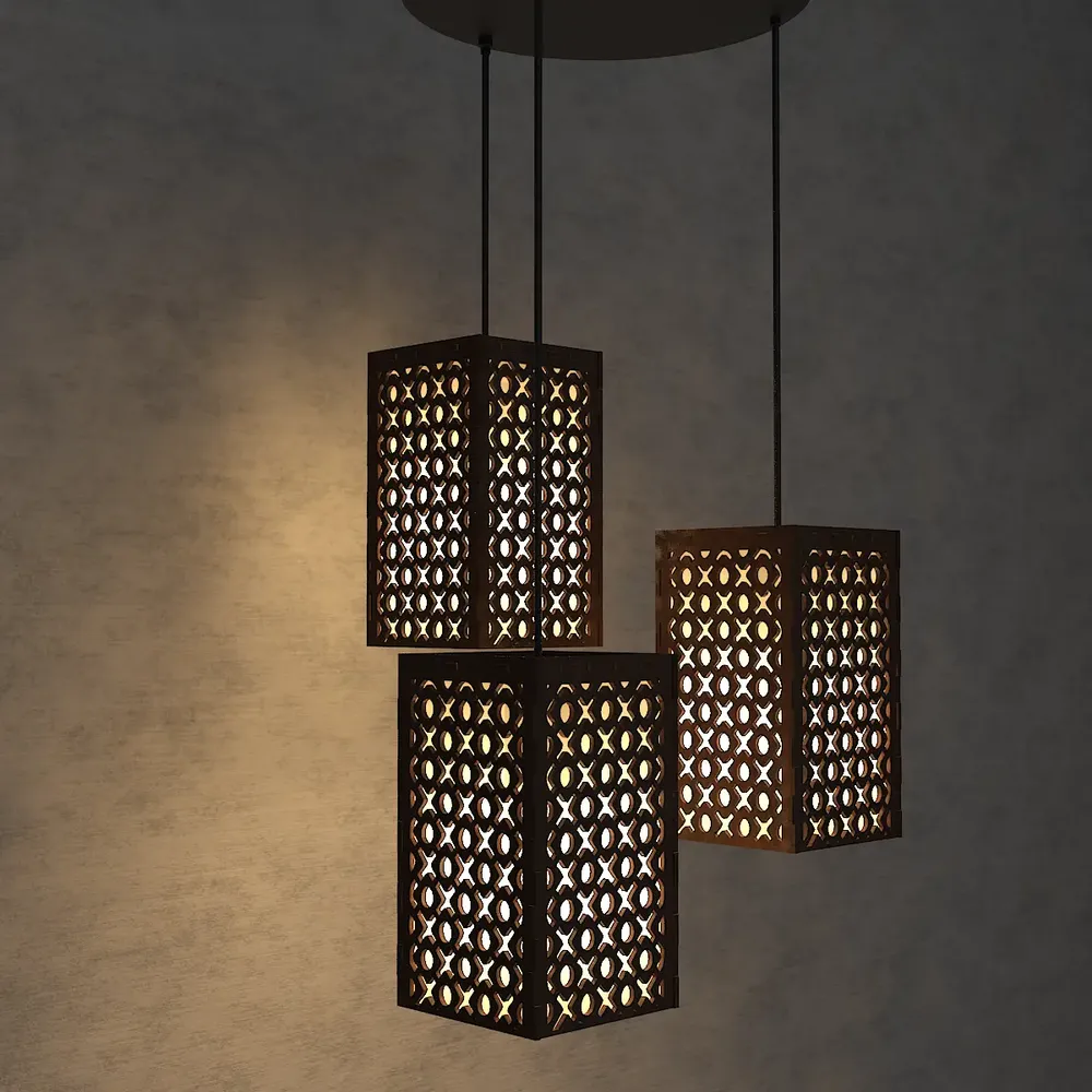 Triple Take Wood Hanging Ceiling / Pendant Light / Modern Lamp