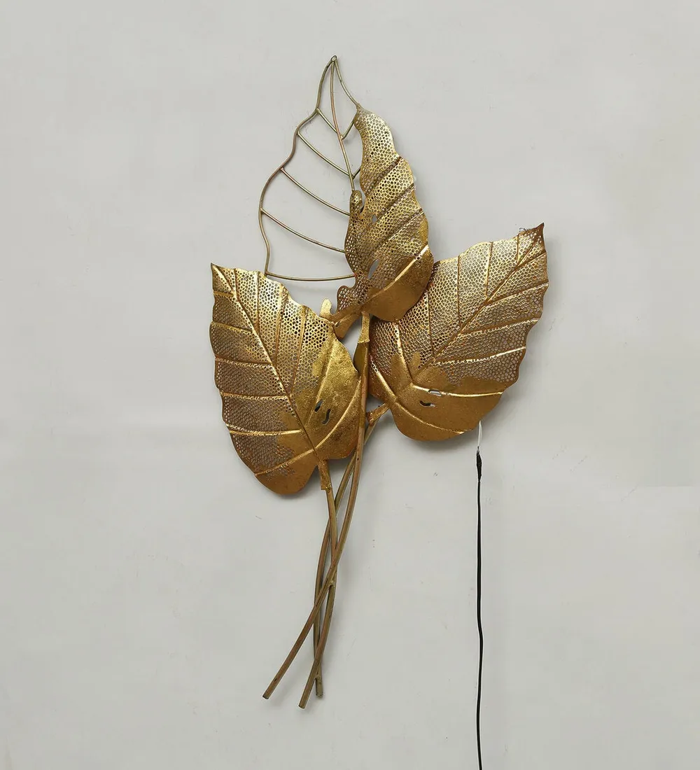 Tripple Leafy Designer LED Metal Art
