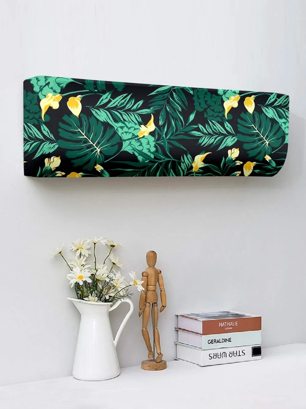 Tropical Leaf Printed Green Split Ac Cover 1 Ton