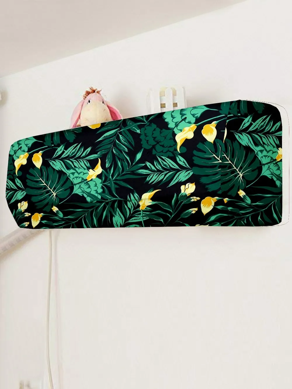 Tropical Leaf Printed Green Split Ac Cover 1 Ton
