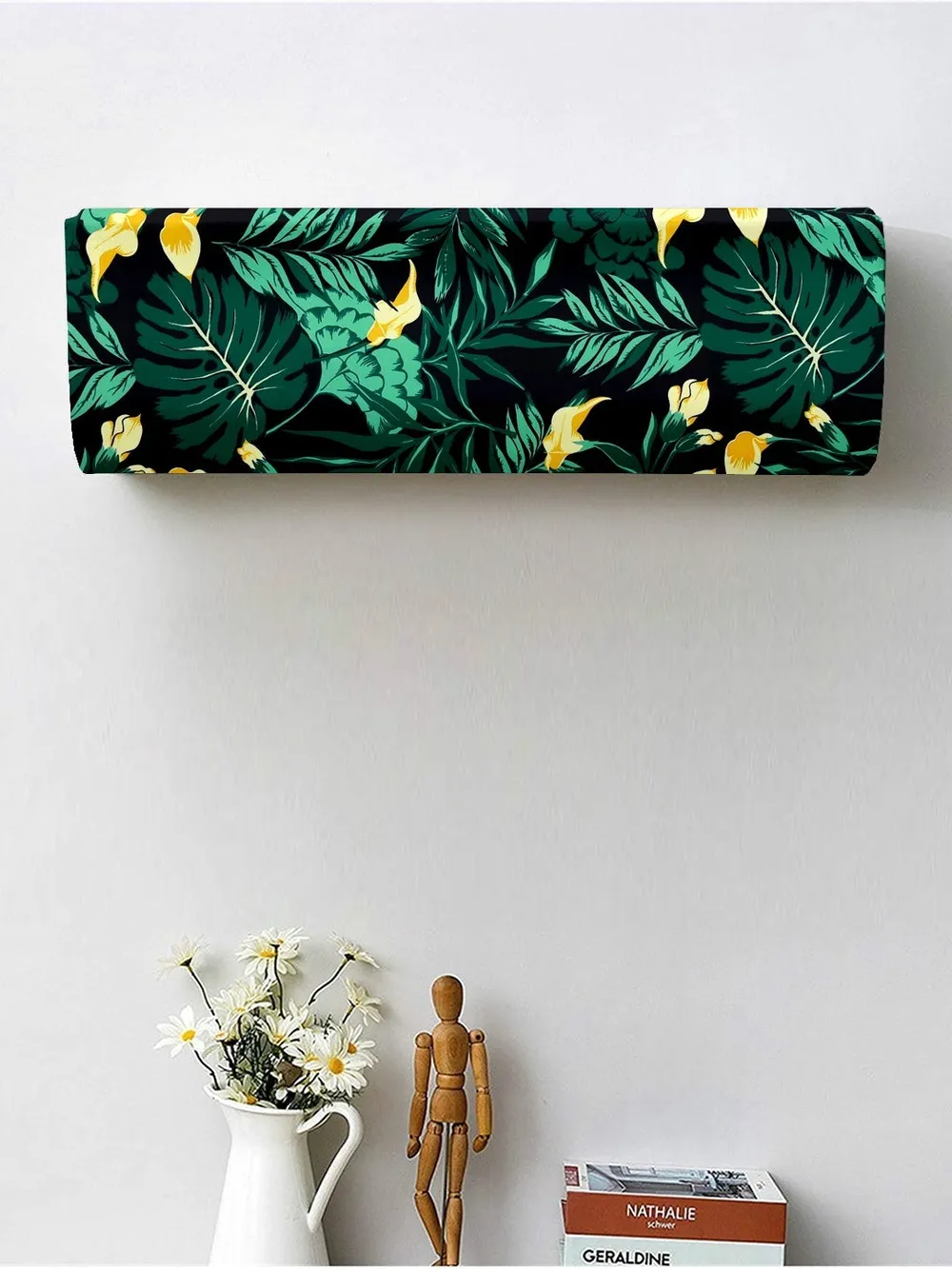 Tropical Leaf Printed Green Split Ac Cover 1 Ton