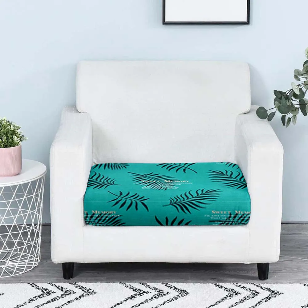 Tropical Leaf Turquoise Strechable Sofa Seat Covers Set of 2/4/6/8 Pack of 2