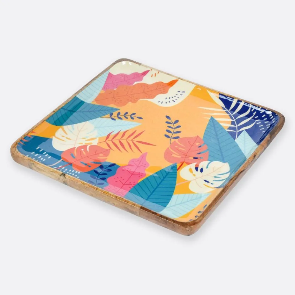 Tropical Motif Square Serving Platter