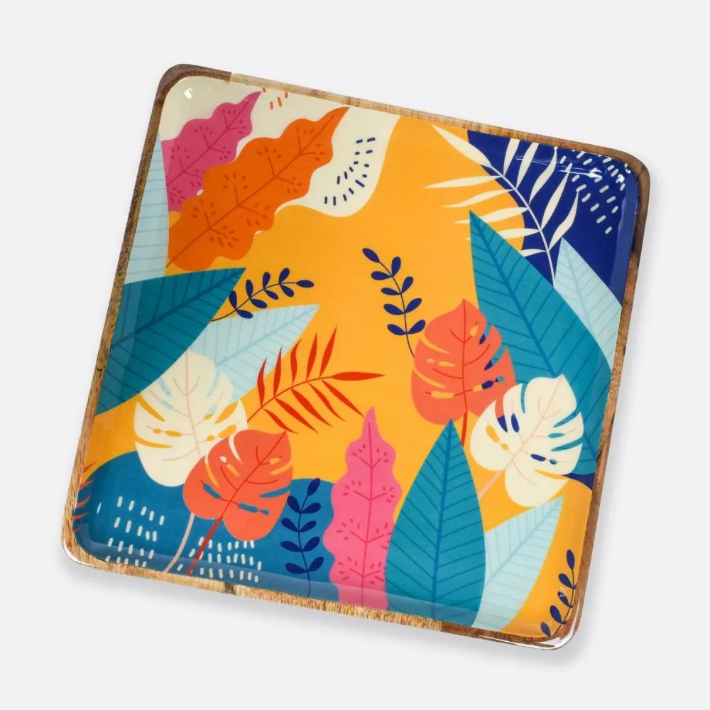 Tropical Motif Square Serving Platter