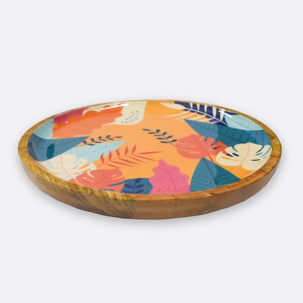 Tropical Print Round Serving Platter