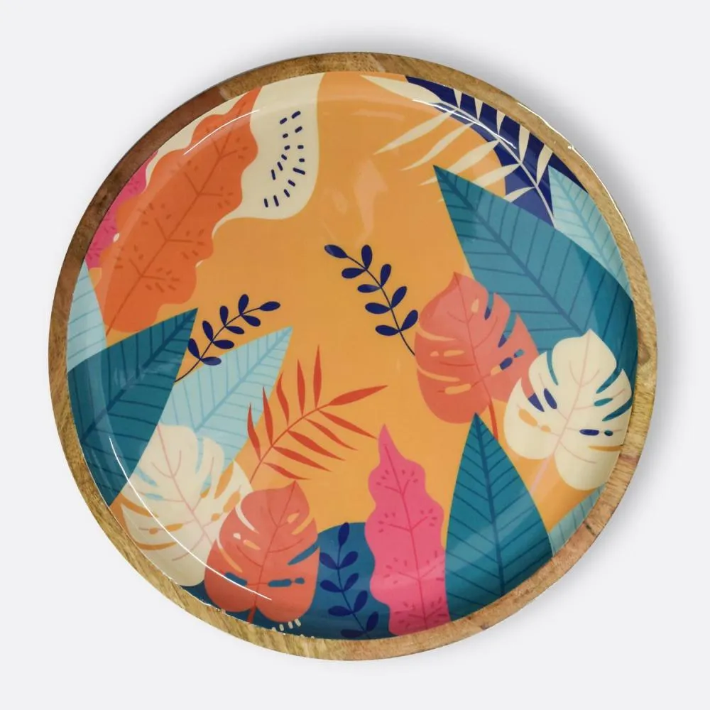 Tropical Print Round Serving Platter
