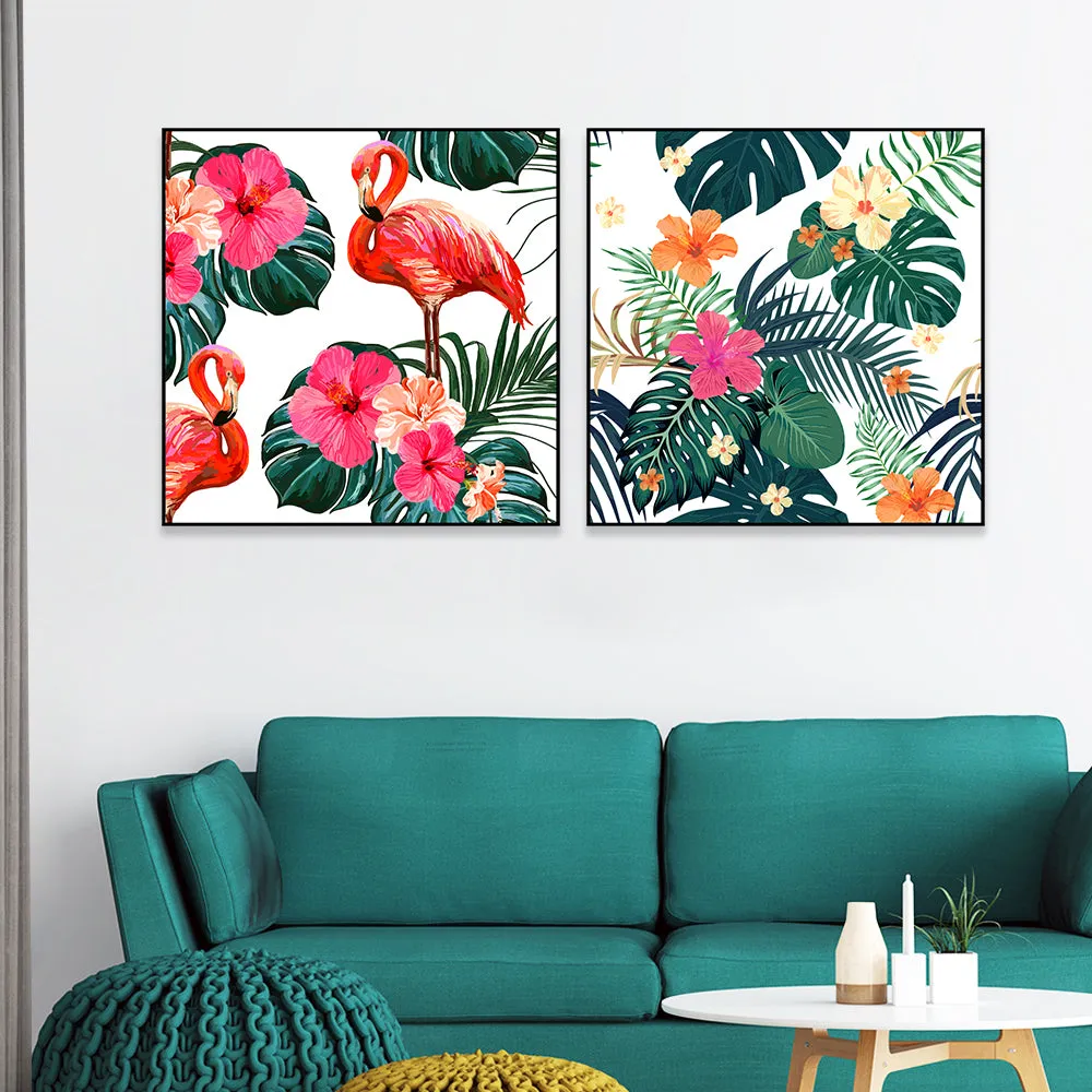 Tropical Vibes Canvas Art Wall Frame Set of 2