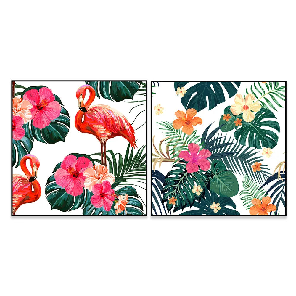 Tropical Vibes Canvas Art Wall Frame Set of 2
