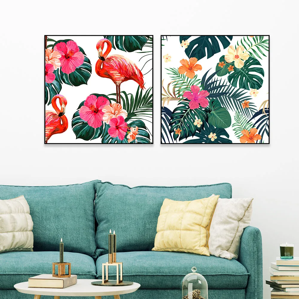 Tropical Vibes Canvas Art Wall Frame Set of 2