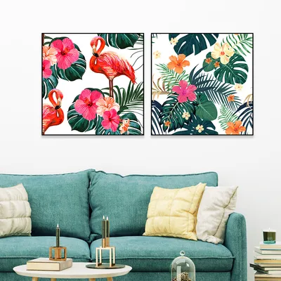 Tropical Vibes Canvas Art Wall Frame Set of 2