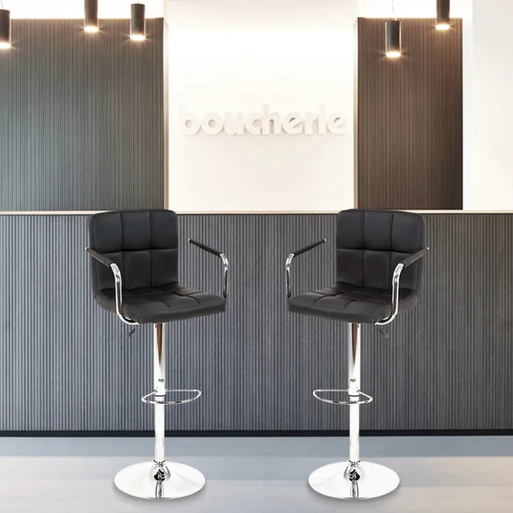 Tufted Black Velvet Adjustable Bar Stool Single Stool