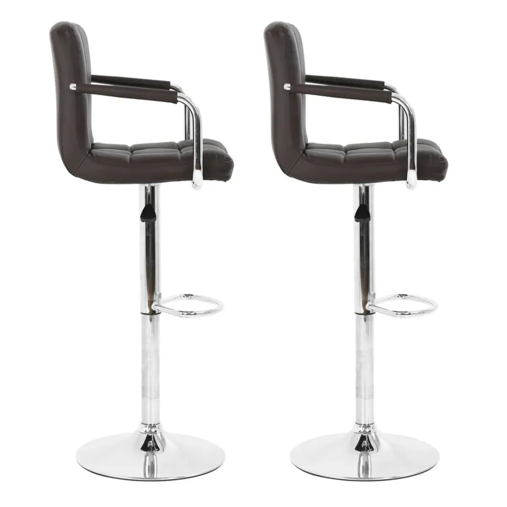 Tufted Brown Velvet Adjustable Bar Stool Single Stool