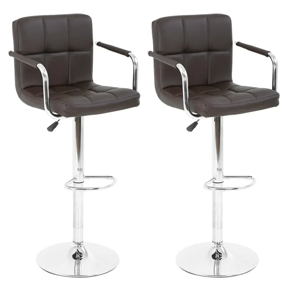 Tufted Brown Velvet Adjustable Bar Stool Single Stool