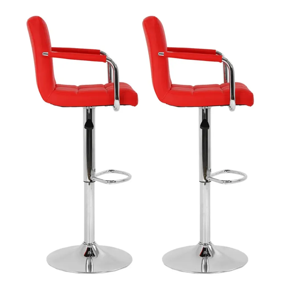 Tufted Red Velvet Adjustable Bar Stool Single Stool