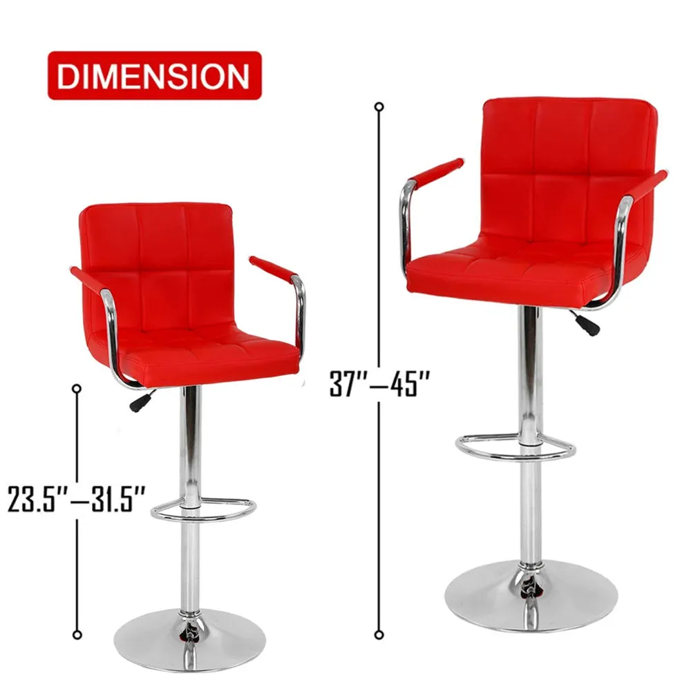 Tufted Red Velvet Adjustable Bar Stool Single Stool