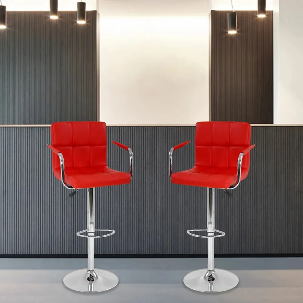 Tufted Red Velvet Adjustable Bar Stool Single Stool