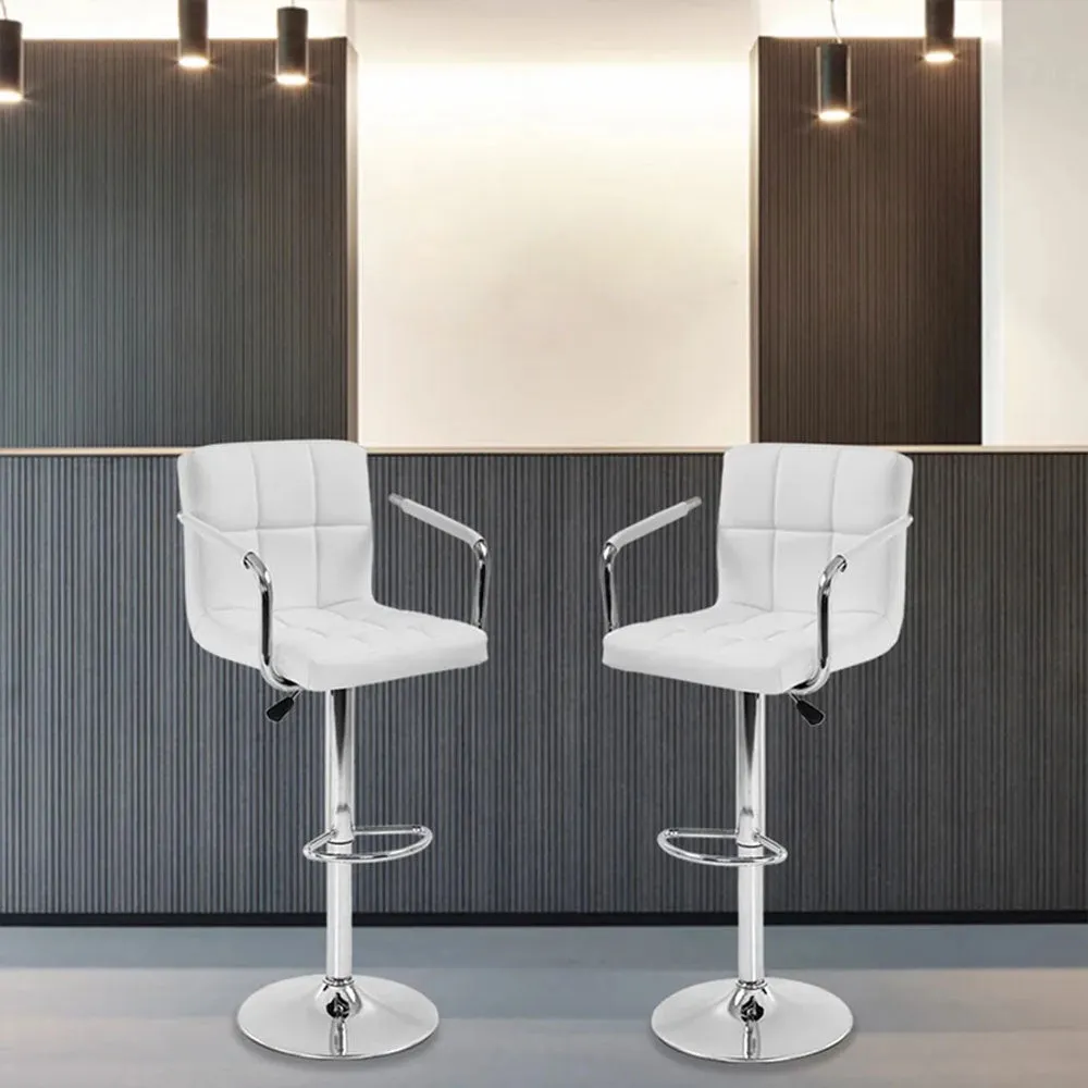 Tufted White Velvet Adjustable Bar Stool Single Stool