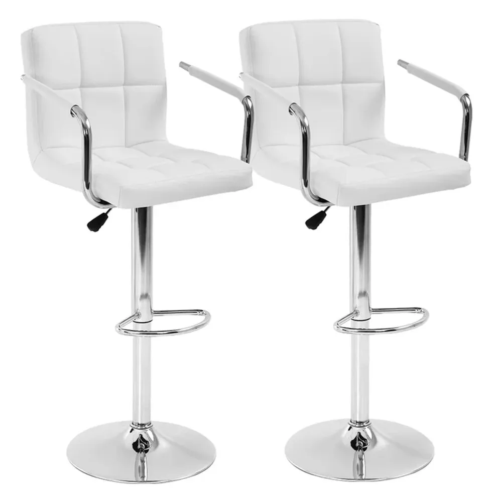 Tufted White Velvet Adjustable Bar Stool Single Stool