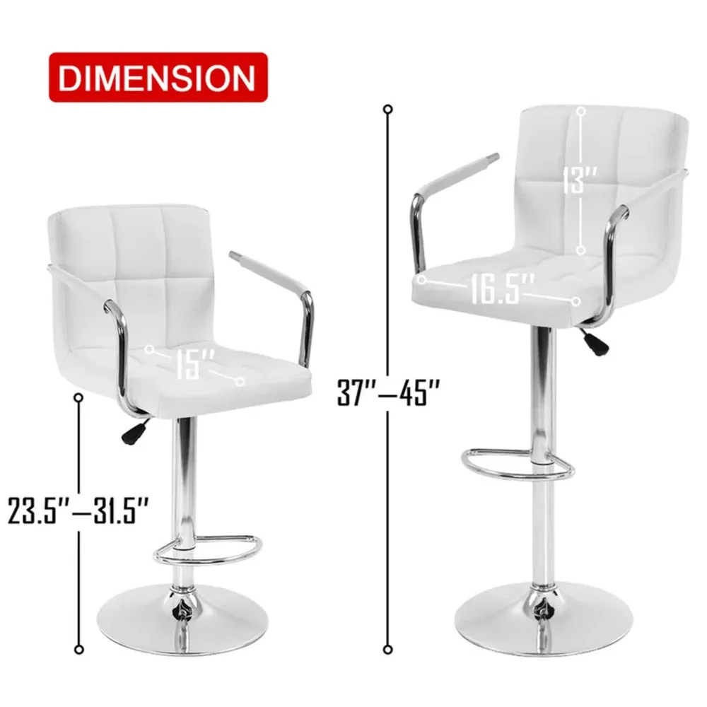 Tufted White Velvet Adjustable Bar Stool Single Stool
