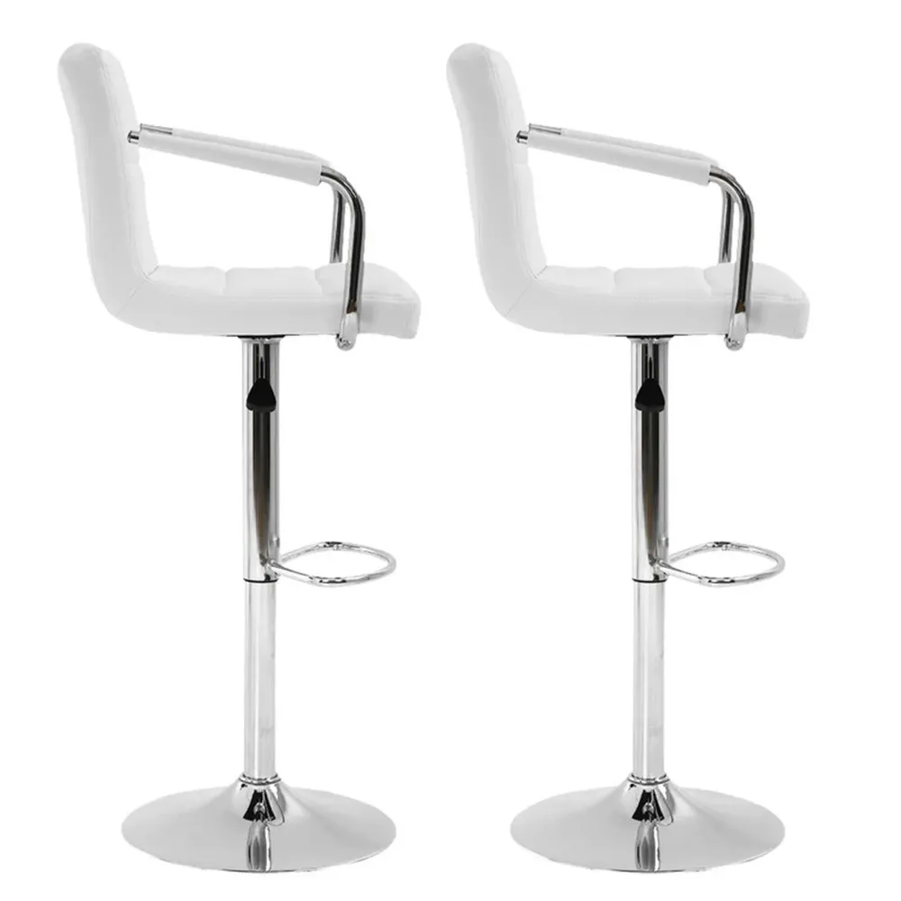 Tufted White Velvet Adjustable Bar Stool Single Stool
